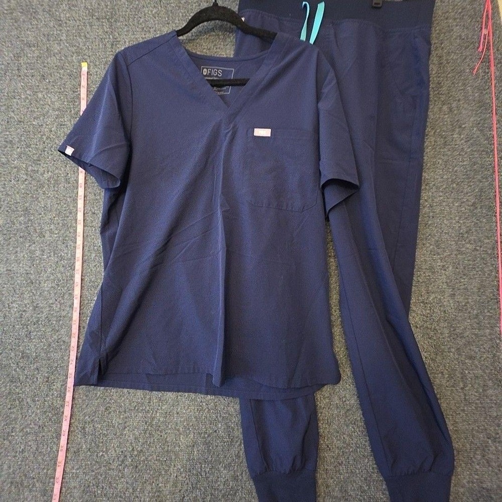 FIGS Scrub Top Pants Set Womens L Top M Pants Blue Jogger Technical Collection